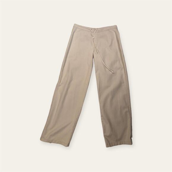 Vintage 90s Cottura Beige Drawstring High Rise Waisted Straight Leg Pants - Picture 1 of 15